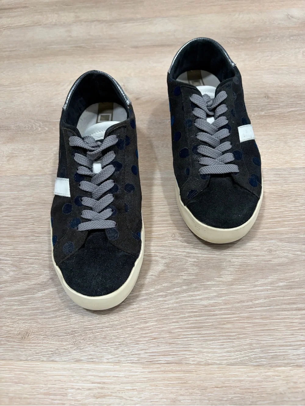 Women’s DATE Black and Navy Suede Sneakers with White Accent